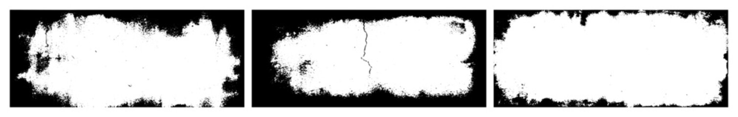 Fototapeta premium Vector Distressed rectangular frames with rough edges create a grunge aesthetic.