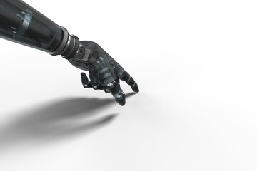 High angle view of robotic hand gesturing