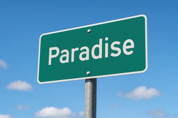 Obraz premium Green road sign featuring the word 