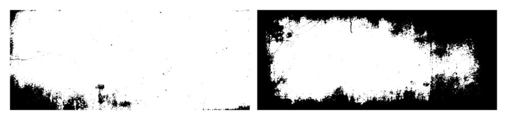 Vector Distressed rectangular frame with rough edges and scattered textures.