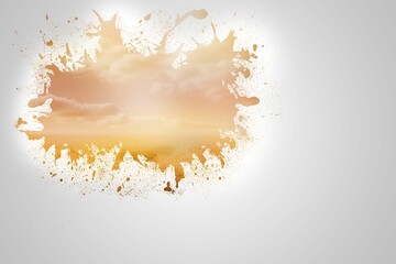 Splash on wall revealing orange sky