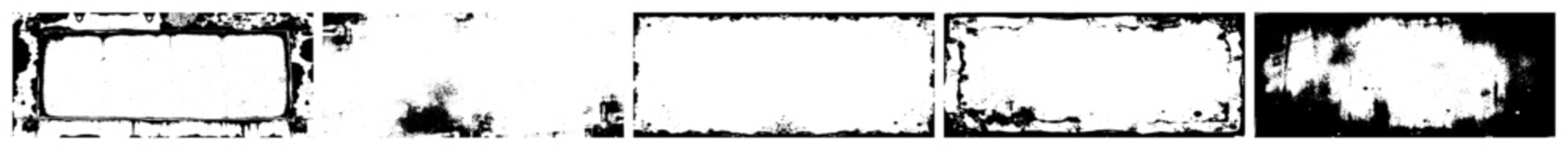 Fototapeta premium Vector Distressed rectangular frames create a grunge textured border effect.