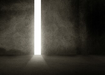 Digitally generated door in dark room