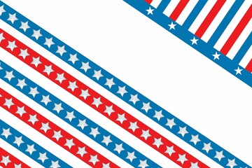 Flat design diagonal pattern is featuring red blue stripes with white stars, vertical stripes panel