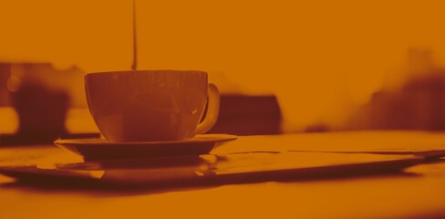 Coffee cup on a table, Close-up
