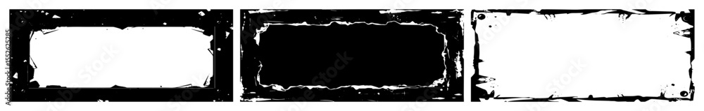 Poster vector distressed rectangular frames showcase torn paper textures.