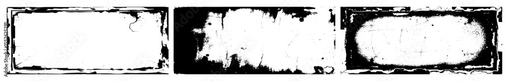 Poster vector distressed rectangular frames with grunge textures.