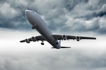 3D plane flying in the sky