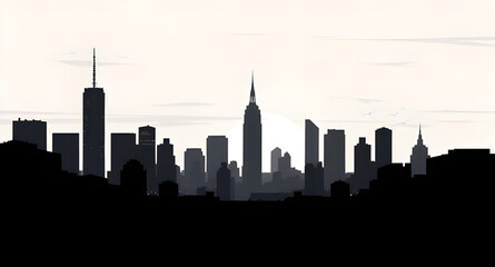 Naklejka premium City horizon sunset, Downtown sunset view, Sunset city lights, Sunset over skyscrapers, Orange sky city, Sun setting behind buildings, Urban sunset scene, Sunset silhouette city, Sunset sky above city