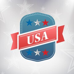 Digitally generated image of badge against American flag