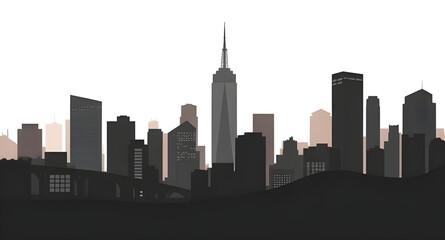 Fototapeta premium Skyline at sunset, City horizon sunset, Downtown sunset view, Sunset city lights, Sunset over skyscrapers, Orange sky city, Sun setting behind buildings, Urban sunset scene, Sunset silhouette city, S