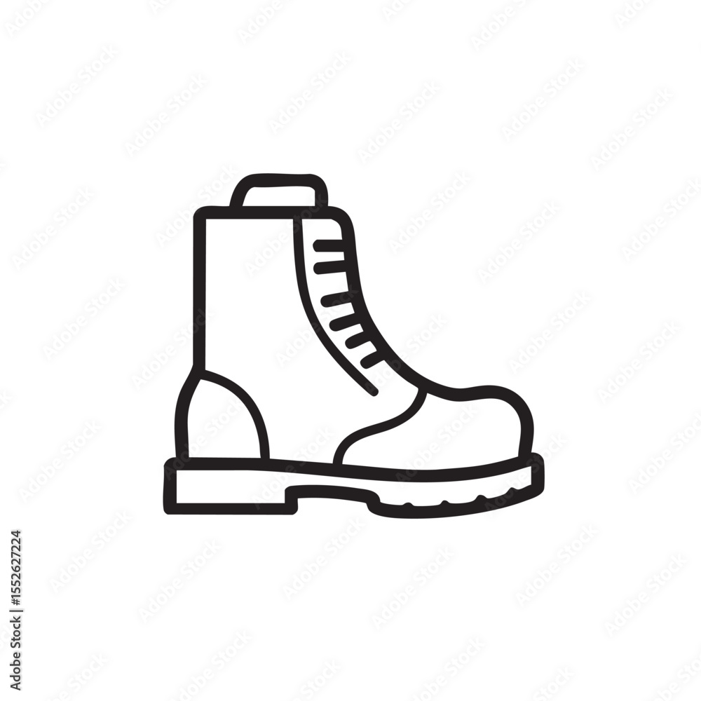 Poster simple outline icon of a combat boot