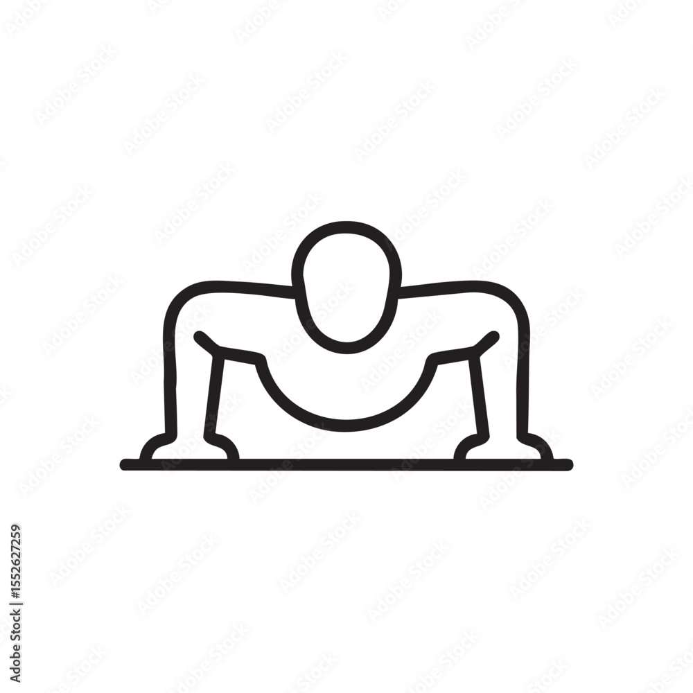 Poster simple outline icon of a person doing a push-up