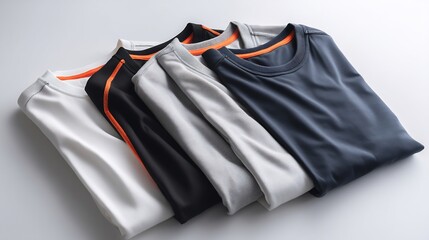 Assortment of Stylish T-Shirts in Various Colors and Contrasting Trim Design