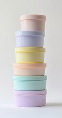 Obraz premium Stacked pastel-colored plastic containers