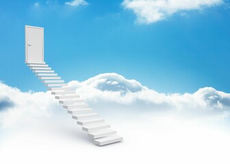 Steps leading to closed door in the sky