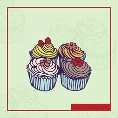 Digital composite image of cupcakes