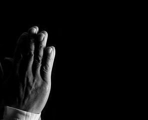 Praying to God with hands together stock image stock photo