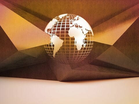 Fototapeta Planet on brown abstract background
