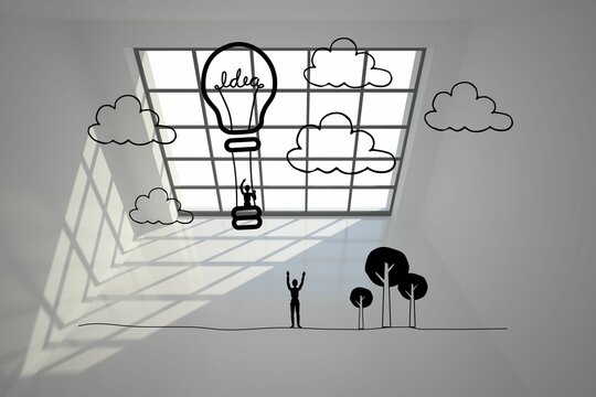 Fototapeta Hot balloon graphic on grey background
