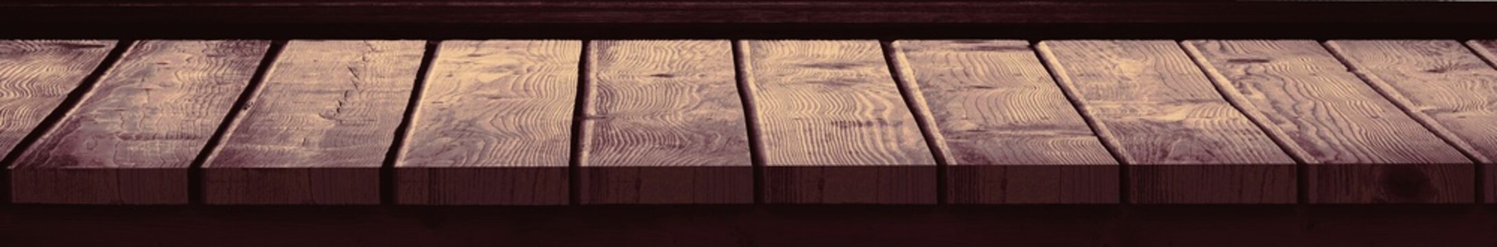 Fototapeta Weathered wooden tabletop is showcasing visible grain knots gaps and dark framing in flat design