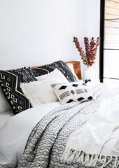 Modern Boho Bedroom with Monochrome Textiles