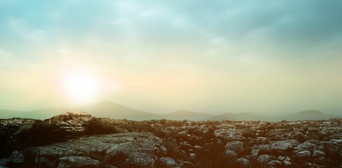 Scenic view of landscape against sky during sunset