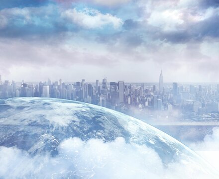 Fototapeta Picture of the earth in front of a city