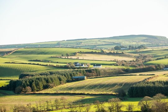 Fototapeta Scenic landscape with green hills