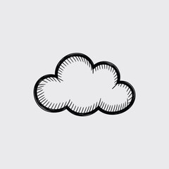 Hand drawn cloud illustration simple sketch style black outline on white