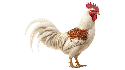 Fototapeta premium White Rooster with Reddish Brown Speckles. 