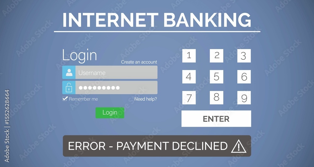 Poster internet banking text on blue display