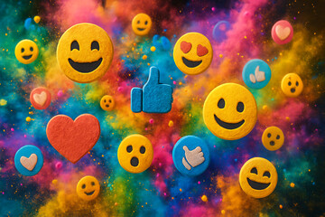 explosion of colorful emojis on a colorful background