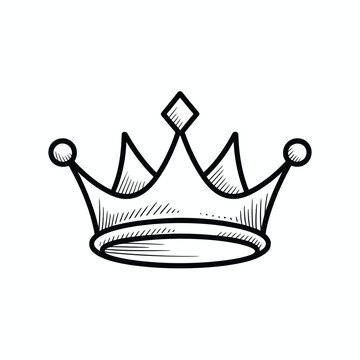 Hand drawn crown illustration with shading on a white background