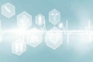 Medical symbols against blue backgrounds