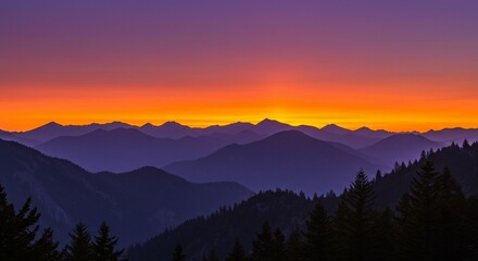 Fototapeta premium Mountain range sunrise sunset view