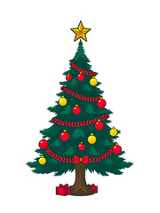 Traditional Christmas icon, Green pine icon, Tree ornament icon, Christmas lights icon, Fir tree icon, Stylized tree, Minimal Christmas tree, Tree with garland, Xmas symbol, Seasonal icon, Decorative 