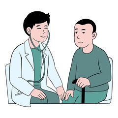 Fototapeta premium Patient is consulting with doctor cartoon illustration