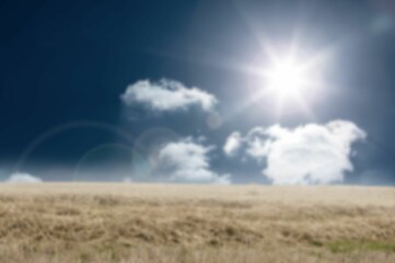 Landscape against sunny sky