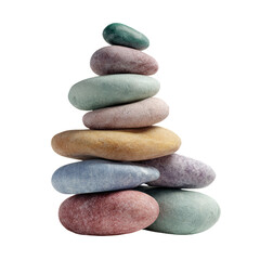 Stack of Smooth Pastel Stones with Transparent Background

