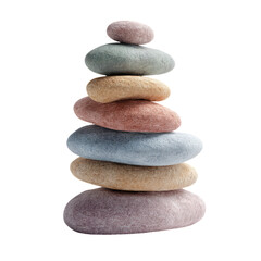 Stack of Smooth Pastel Stones with Transparent Background


