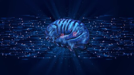 Human mind Technology Artificial Intelligence Programming code AI brain concept. fusion of human intelligence data processing, deep machine learning future of intelligent systems digital minds. 3D 4K - Powered by Adobe