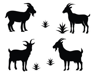 Goat silhouette icon symbol logo black design vector illustration