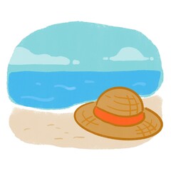 麦わら帽子と海 | 夏の風景