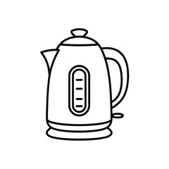 Electric kettle line art illustration for tea or coffee preparation