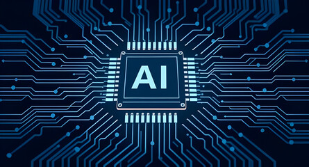  AI processor icon, Tech chip vector, Microchip with circuits, AI circuit icon, Neural processor chip, Smart chip icon, Digital brain chip, AI hardware vector, Microchip icon, Intelligent circuit boar
