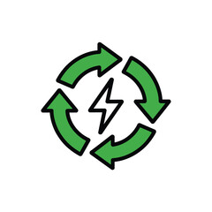 Obraz premium Green Circular Arrows with Lightning Bolt Icon