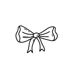 hand drawn bow ribbon line icon