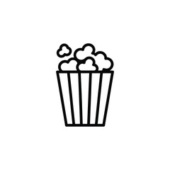 Simple Line Art Icon of Popcorn in a Bucket