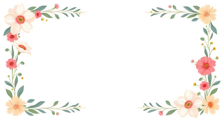 Blossom border, Decorative flower frame, Flower wreath, Flower garland frame, Vintage floral frame, Rose flower frame, Hand-drawn floral frame, Elegant flower border, Watercolor flower frame, Romantic